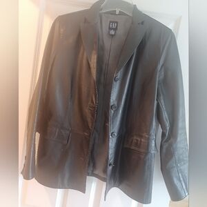 Gap faux leather blazer.